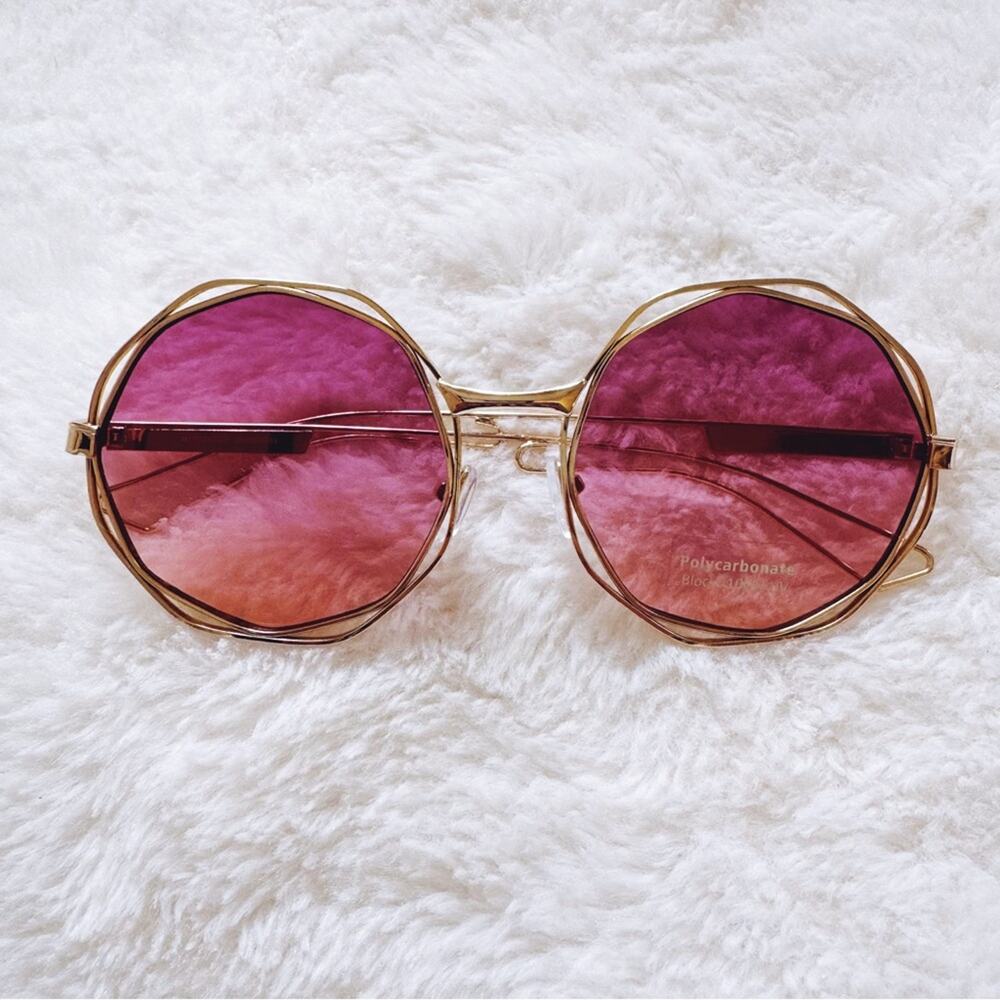 Seraphina Dark Pink Geometric Sunglasses
